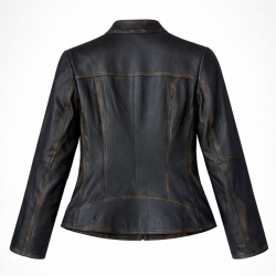 Thelma bikerjakke i blød sort lammeskind - Freja skind