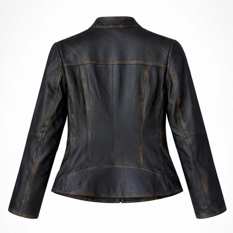 Thelma bikerjakke i blød sort lammeskind - Freja skind
