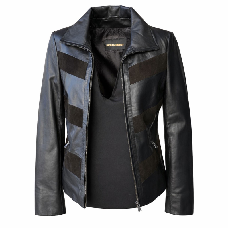 Ellen dame skindjakke - Super blød og lækker - kombi af lammeskind og ruskind - Freja skind