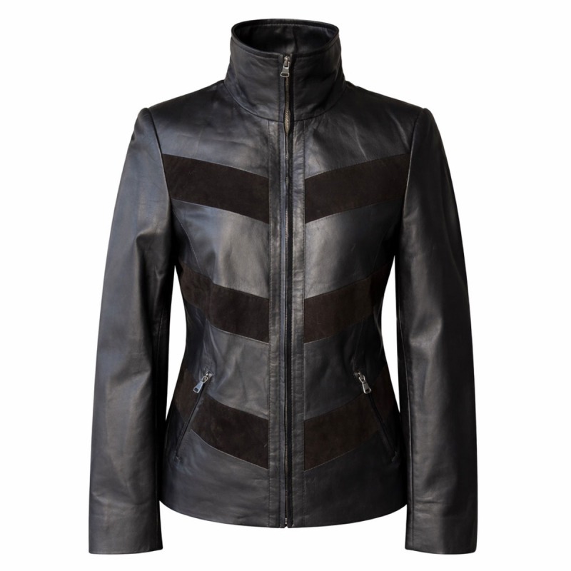 Ellen dame skindjakke - Super blød og lækker - kombi af lammeskind og ruskind - Freja skind