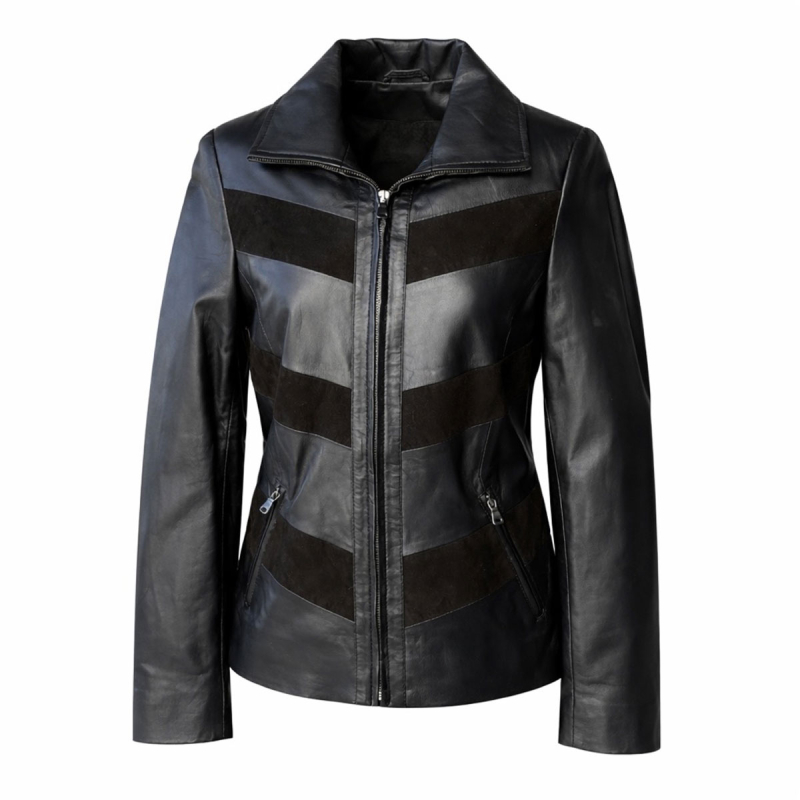 Ellen dame skindjakke - Super blød og lækker - kombi af lammeskind og ruskind - Freja skind