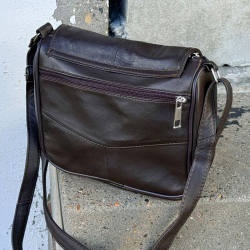 Mørk brun suzan skindtaske - Freja skind