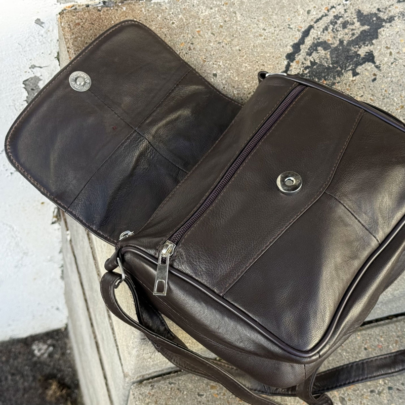 Mørk brun suzan skindtaske - Freja skind