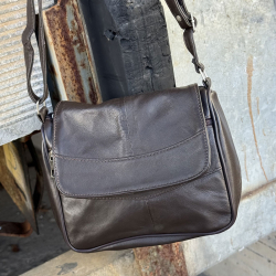 Mørk brun suzan skindtaske - Freja skind