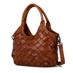 Fairfield crossbody-väska i flätat från Montana i cognacbuffel