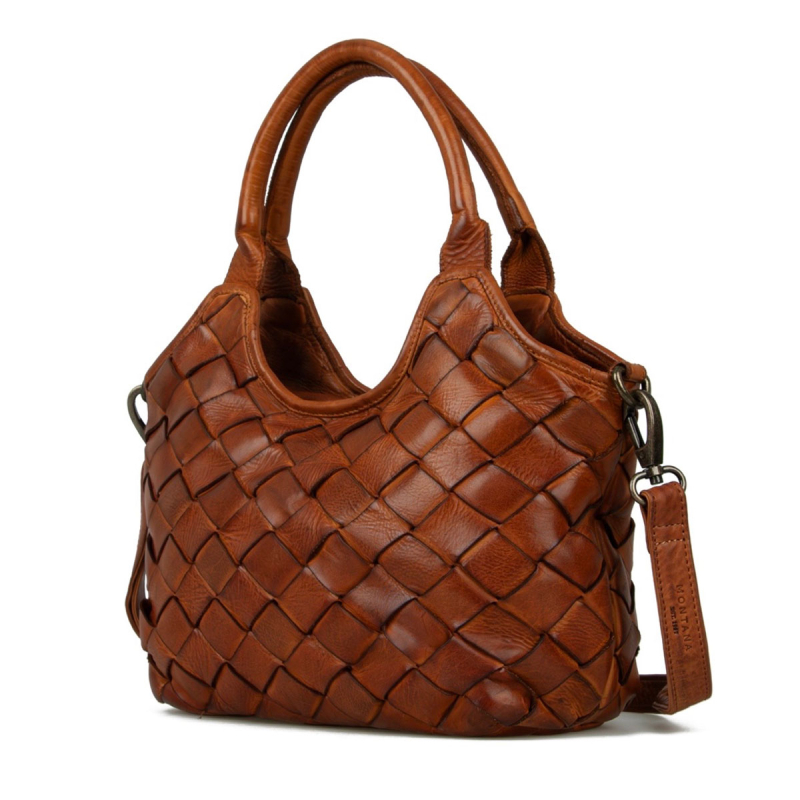 Fairfield crossbody-väska i flätat från Montana i cognacbuffel