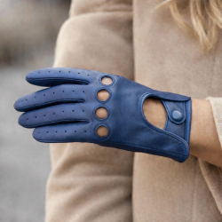 Blå damkörhandske randershandsker lammnappa bra pris