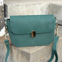 Santiago skuldertaske - To remme - Petrol bøffel - Leather design