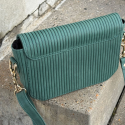 Santiago skuldertaske med to remme - Petrol bøffelskind - Leather design  - Freja skind