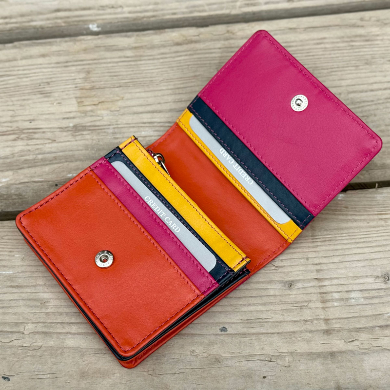 Sonja multicolor pengepung i blød kalveskind - Leather design - Freja skind