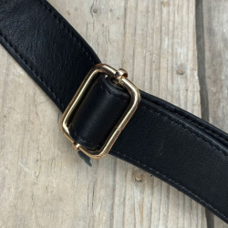 Sort Silja bumbag med kopels på front - Freja skind