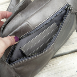 Grå Silja stor bumbag - Blød lammeskind - Orchid - Freja skind