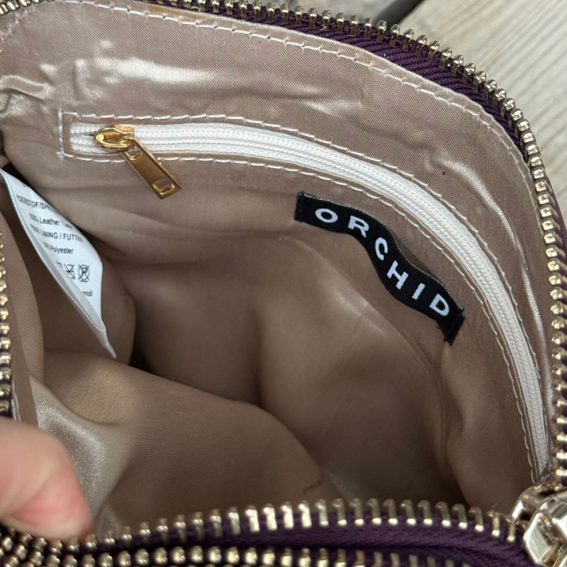 Vinrød Liva skuldertaske i skind - Orhid - Freja skind