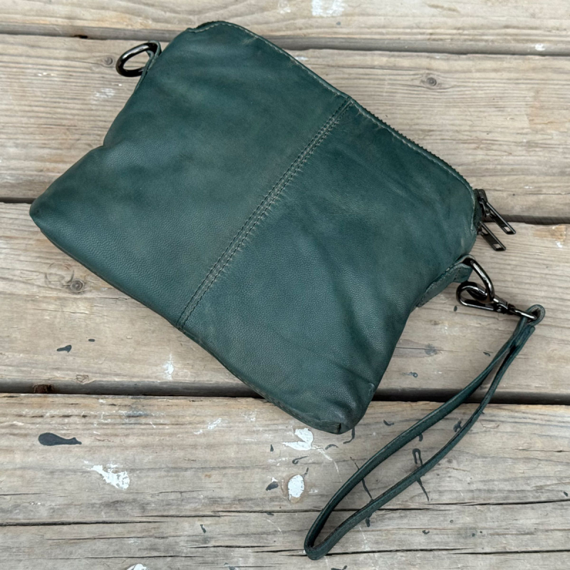 Liva axelväska och clutch i en - Army grön skinn - Dam - Orchid