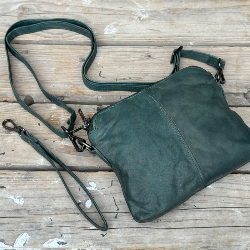 Liva axelväska och clutch i en - Army grön skinn - Dam - Orchid