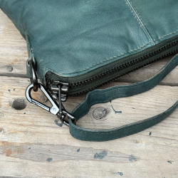 Liva skuldertaske i armygrøn skind - skulderrem og clutch rem - Orchid - Freja skind