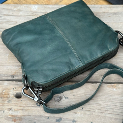 Liva skuldertaske i armygrøn skind - skulderrem og clutch rem - Orchid - Freja skind