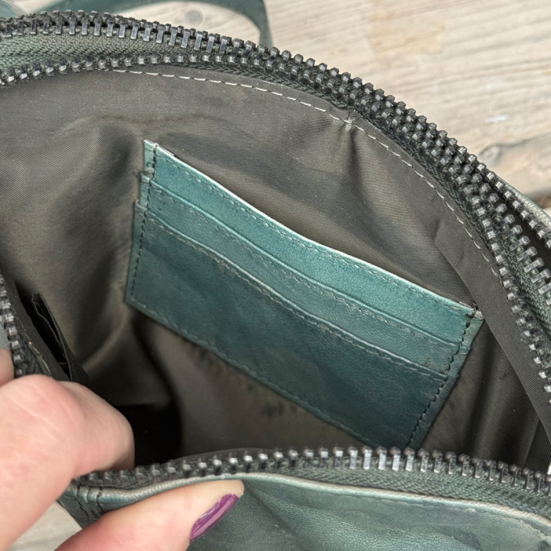 Liva skuldertaske i armygrøn skind - skulderrem og clutch rem - Orchid - Freja skind