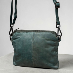 Liva skuldertaske i armygrøn skind - skulderrem og clutch rem - Orchid - Freja skind