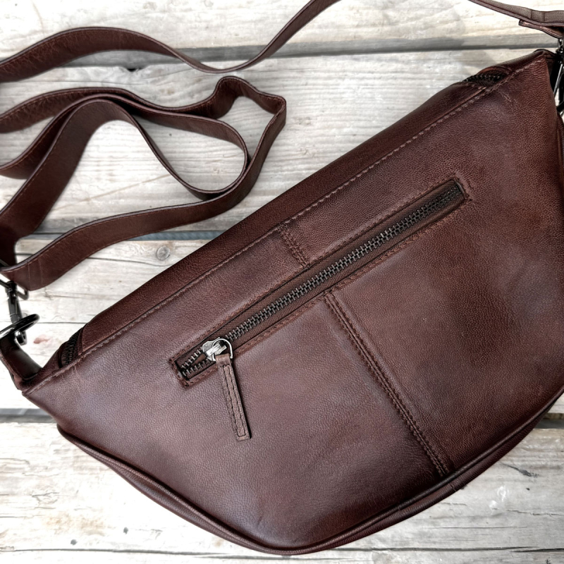 Brun Jennifer skuldertaske i skind - Orchid - Freja skind