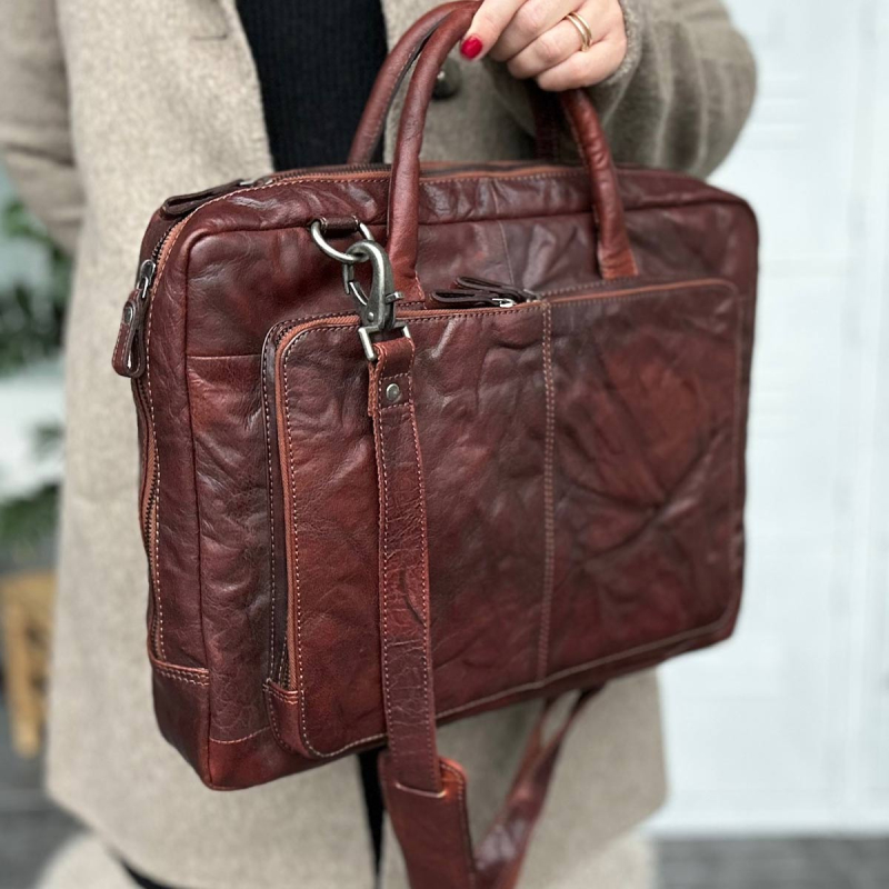 Datorväska för 15,6" pc - Brandy buffelskinn - Herr - Montana
