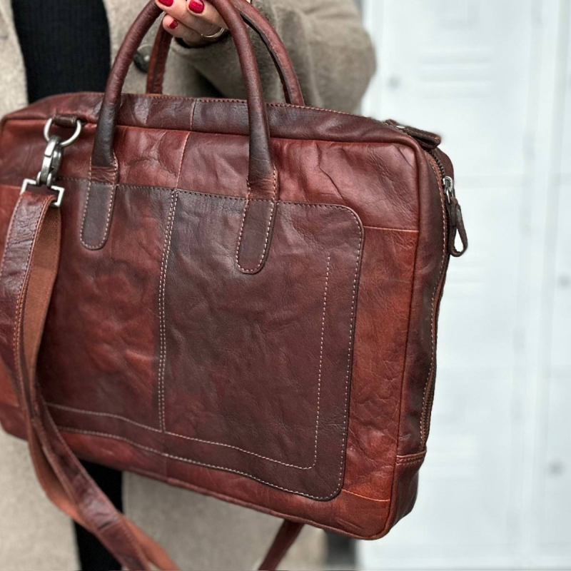 Datorväska för 15,6" pc - Brandy buffelskinn - Herr - Montana
