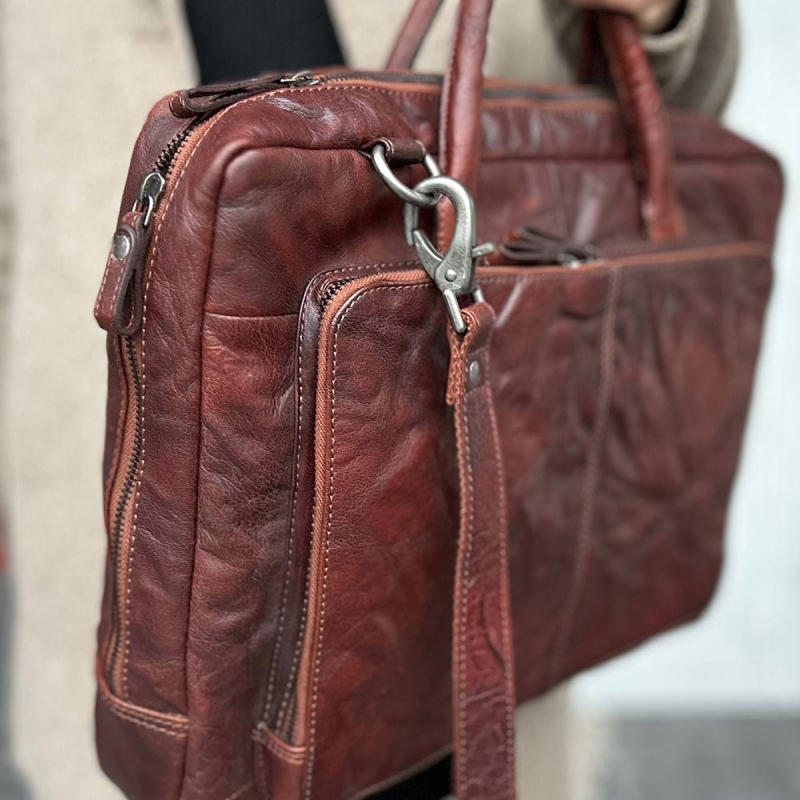 Datorväska för 15,6" pc - Brandy buffelskinn - Herr - Montana