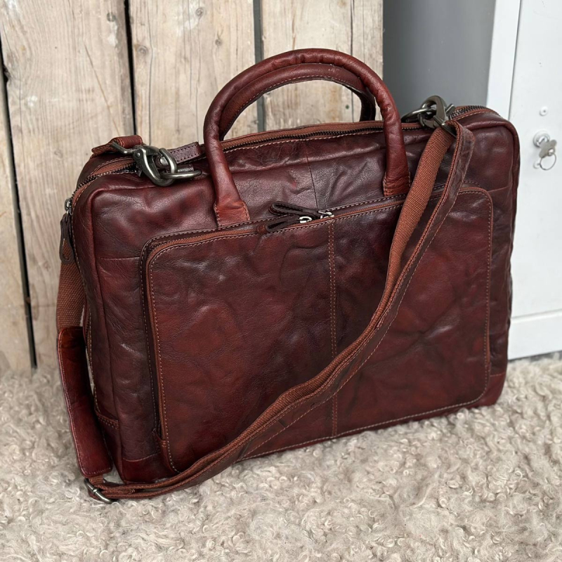 Datorväska för 15,6" pc - Brandy buffelskinn - Herr - Montana