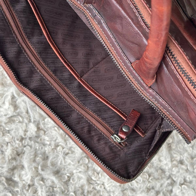 Datorväska för 15,6" pc - Brandy buffelskinn - Herr - Montana