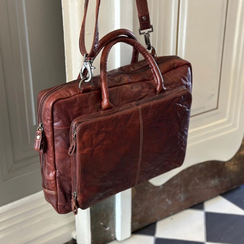 Datorväska för 15,6" pc - Brandy buffelskinn - Herr - Montana