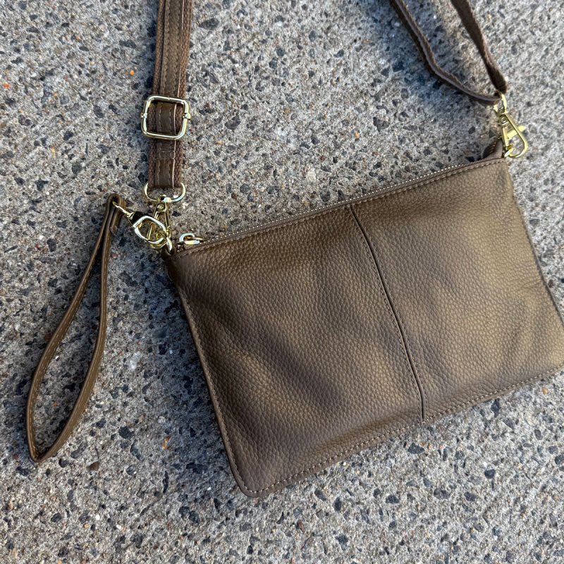 Marilyn axelväska / clutch - Khaki - avtagbar axelrem och handrem