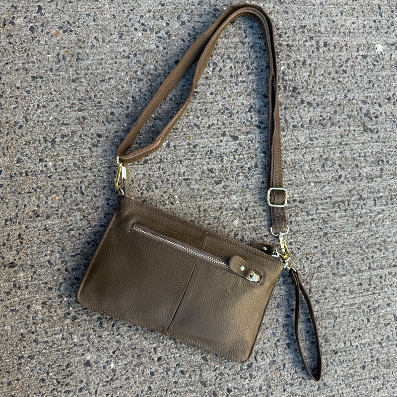 Marilyn skuldertaske og cluthc - Khaki skind - Just d lux