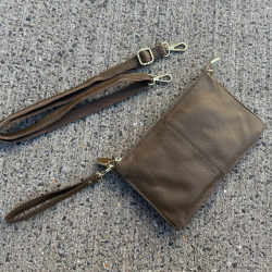 Marilyn skuldertaske og cluthc - Khaki skind - Just d lux