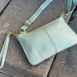 mint grøn Marilyn skuldertaske / clutch i skind - just d lux