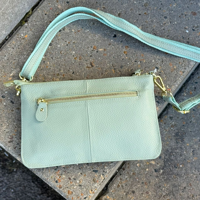 mint grøn Marilyn skuldertaske / clutch i skind - just d lux