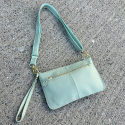 mint grøn Marilyn skuldertaske / clutch i skind - just d lux