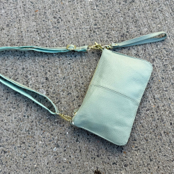 mint grøn Marilyn skuldertaske / clutch i skind - just d lux