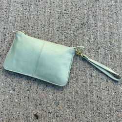 mint grøn Marilyn skuldertaske / clutch i skind - just d lux