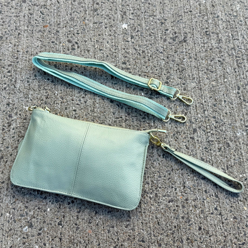 mint grøn Marilyn skuldertaske / clutch i skind - just d lux