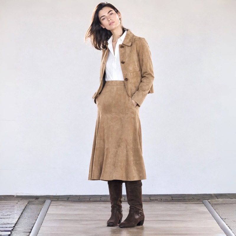 Fie dame ruskindsjakke i blød ruskind - Nude brown  - BTF-CPH - Freja skind