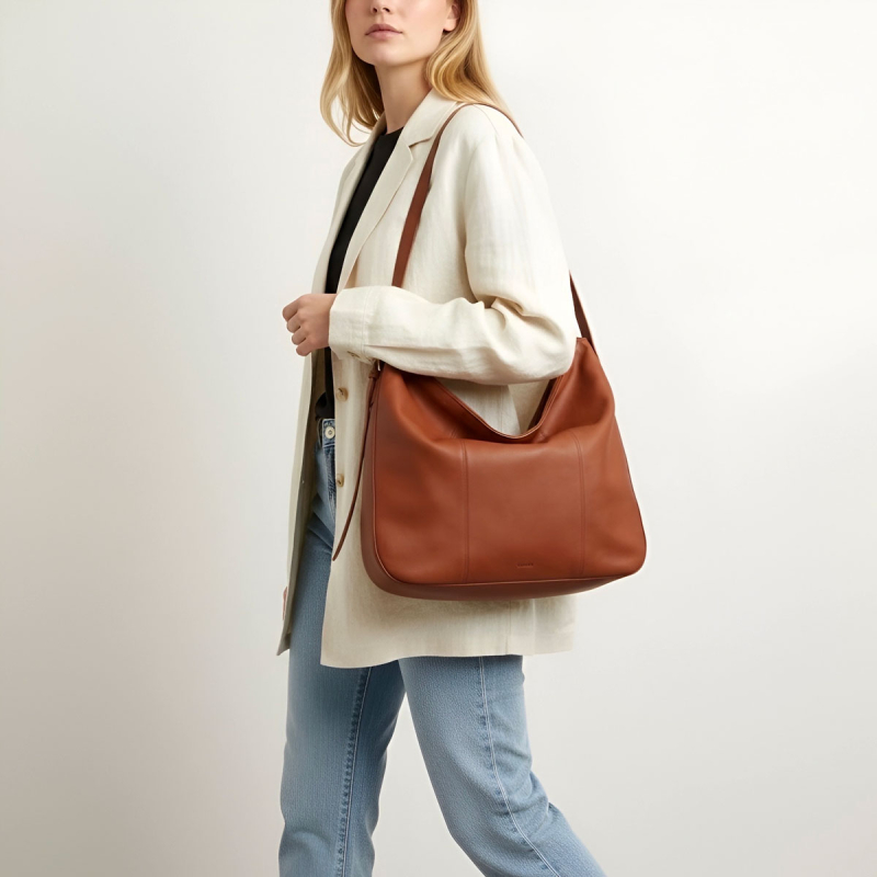 Cognac Donna skuldertaske - blød skind - Treats  - 282474