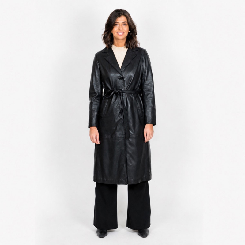 Connie dam trenchcoat i mjukt lammskinn med bälte