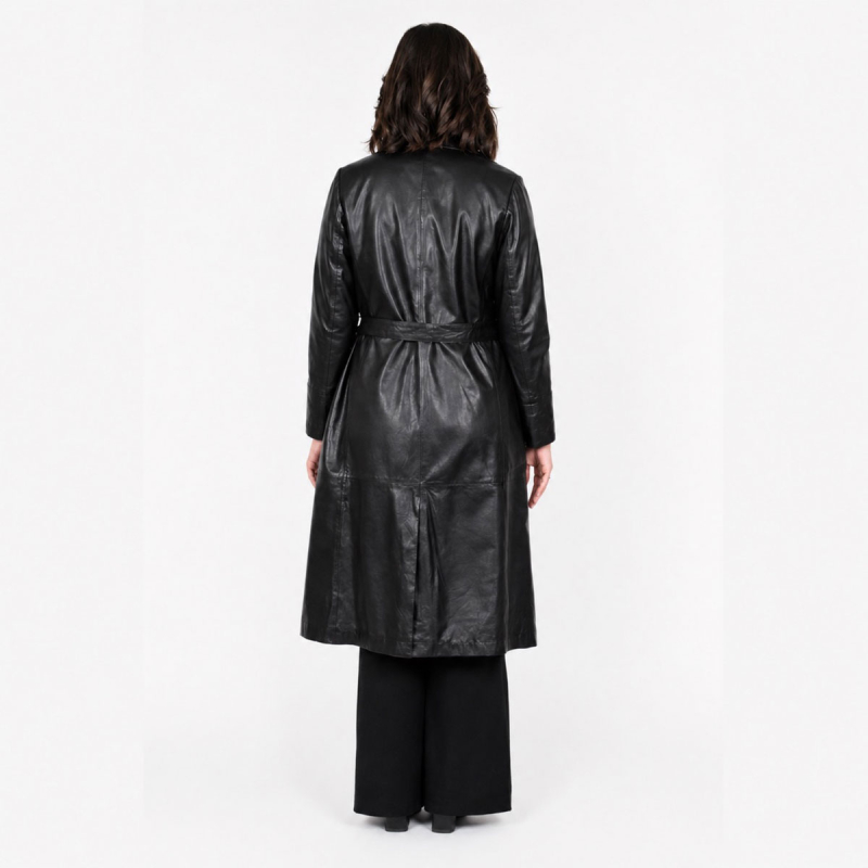 Connie dam trenchcoat i mjukt lammskinn med bälte