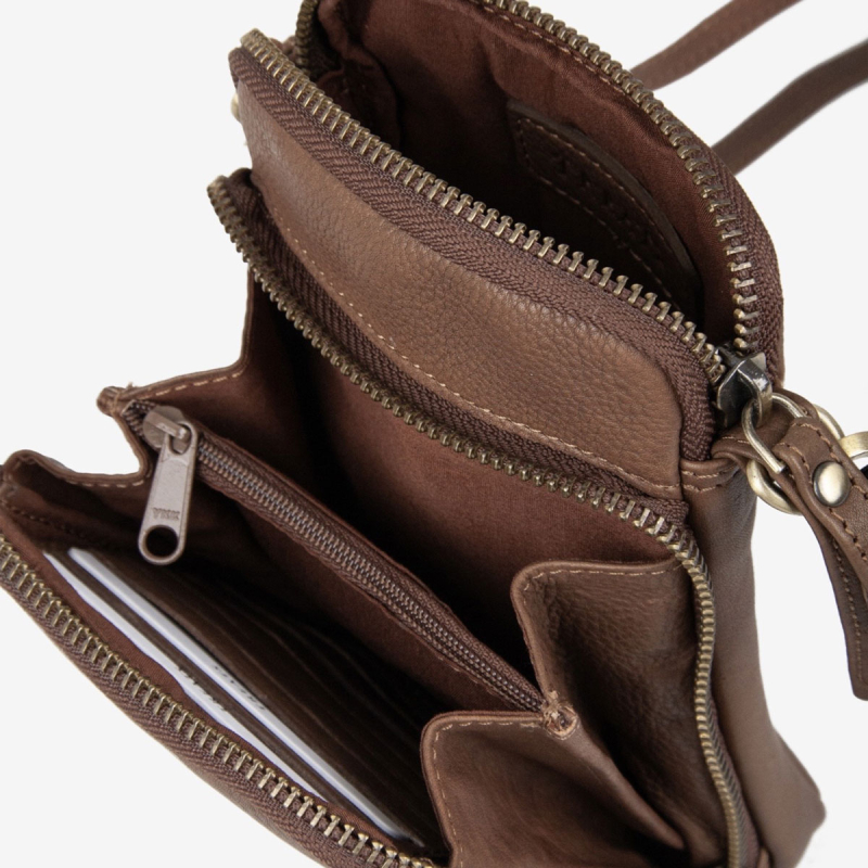 Gaia mobiltaske i blød brun kalveskind - Treats - 282450