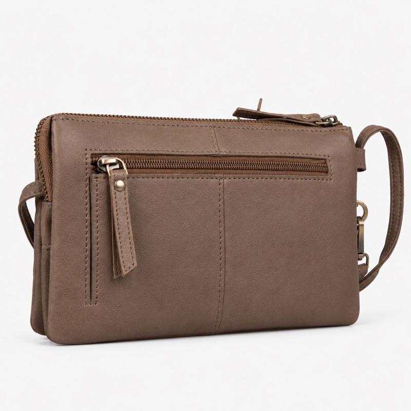 Smart clutch - Crossbody-väska i mjukt pinefärgat kalvskinn - Treats