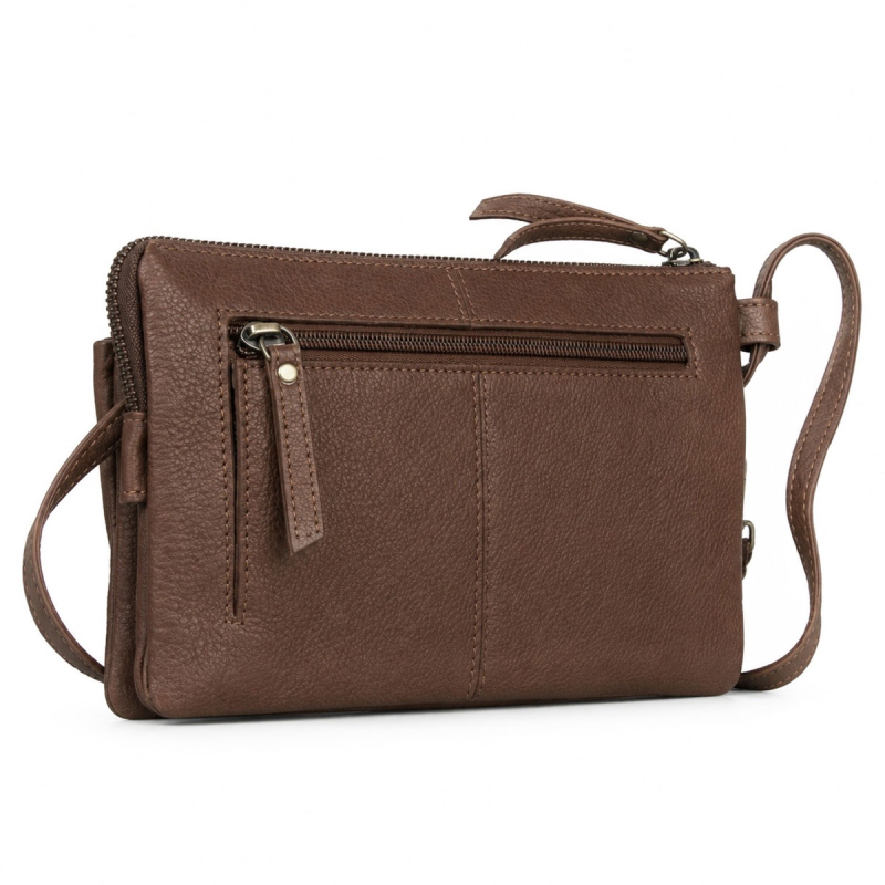 Smart clutch - Crossbody-väska i mjukt brunt kalvskinn - Treats