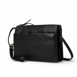 Bolette clutch - Crossbody taske - aft hånd og skulderrem - Blød sort kalveskind - Treats 282550