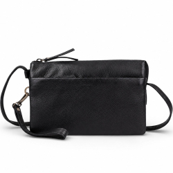 Bolette clutch - Crossbody taske - aft hånd og skulderrem - Blød sort kalveskind - Treats 282550