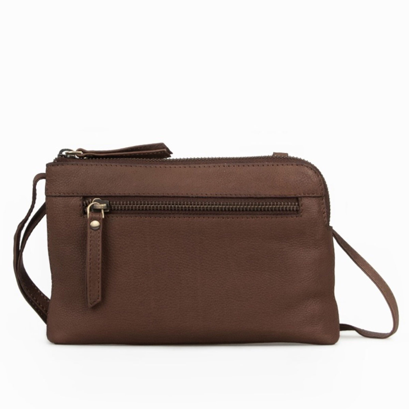 Nanna crossbody-mobilväska - Mjukt brunt skinn - Treats