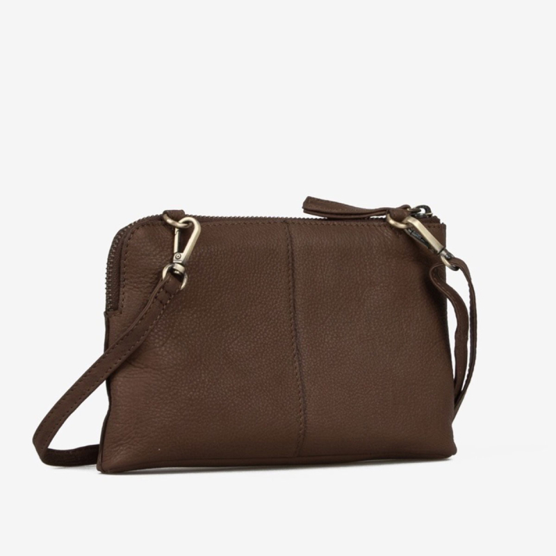 Nanna crossbody-mobilväska - Mjukt brunt skinn - Treats